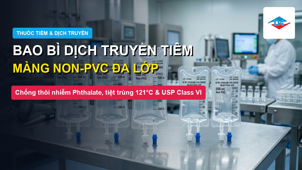 Bao bì dịch truyền thuốc tiêm dạng túi lỏng màng Non-PVC y tế Đông Âu Packing