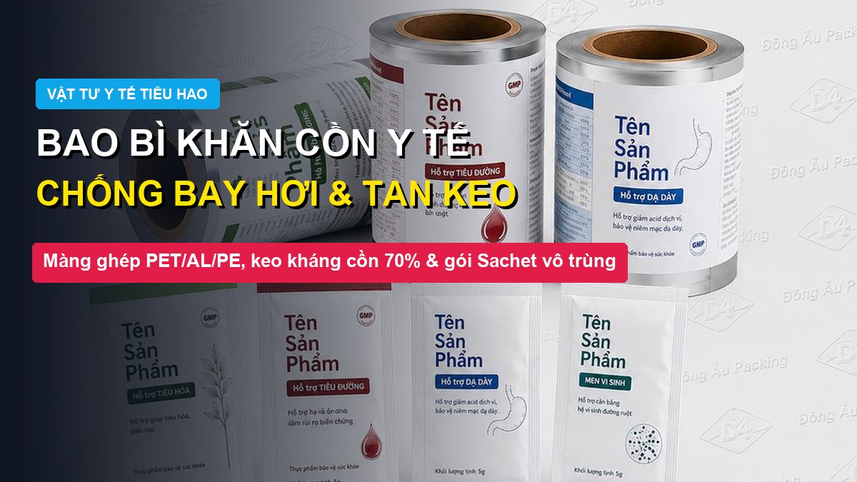 Bao bì khăn cồn lau vết thương màng ghép PET AL PE kháng cồn Đông Âu Packing