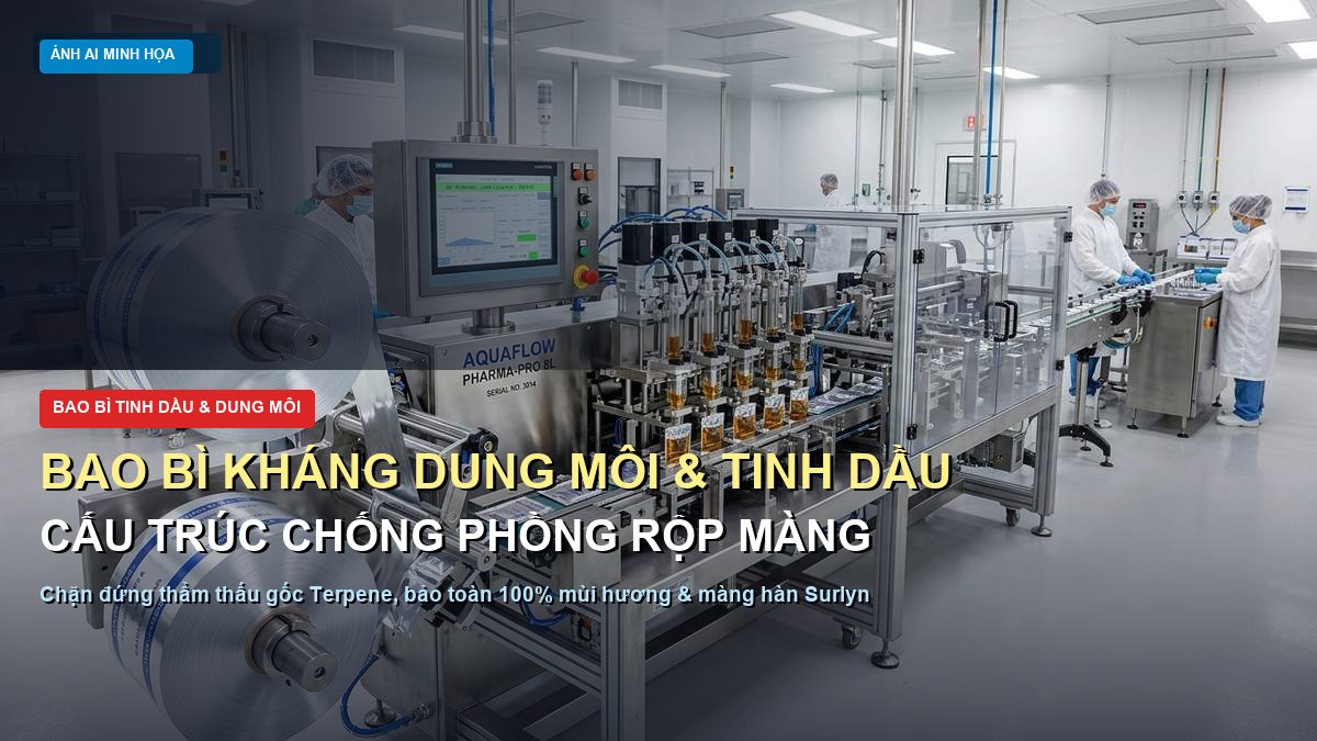 Bao bì kháng dung môi và tinh dầu cấu trúc màng phức hợp ngăn ngừa phồng rộp và mất mùi