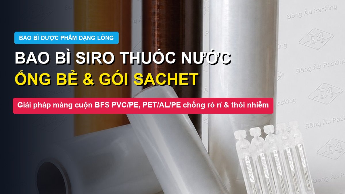 Bao bì siro thuốc nước màng cuộn PVC PE ống bẻ và túi sachet Đông Âu Packing
