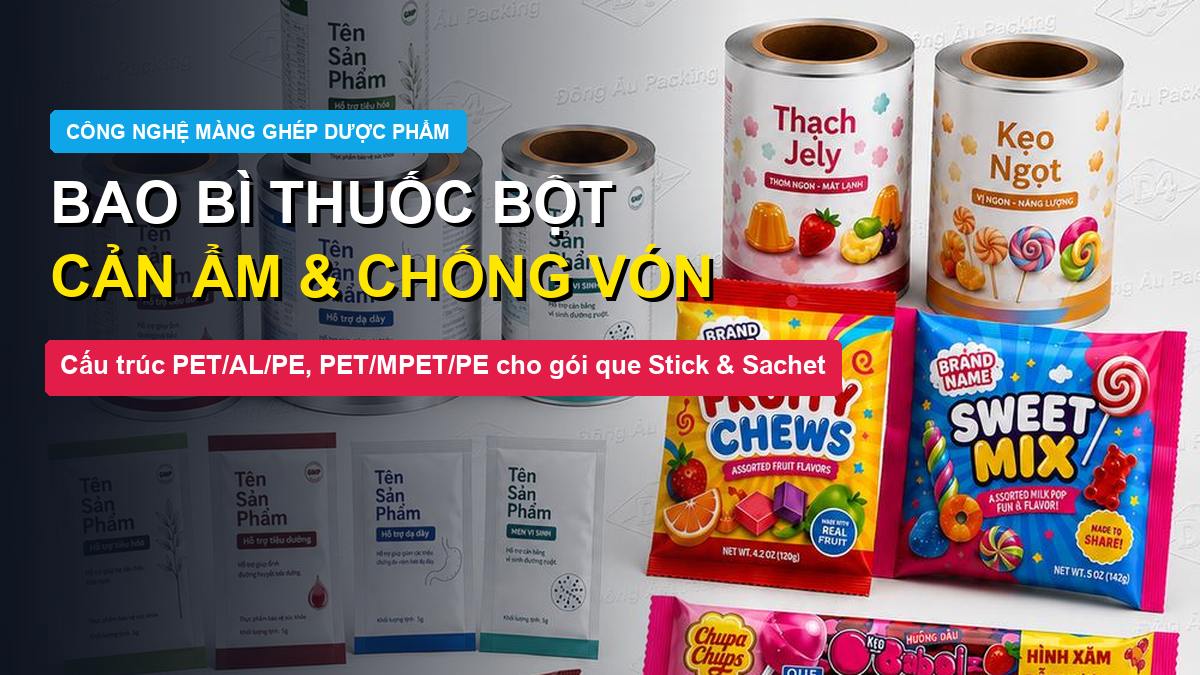Bao bì thuốc bột cốm hòa tan màng ghép nhôm PET AL PE Đông Âu Packing