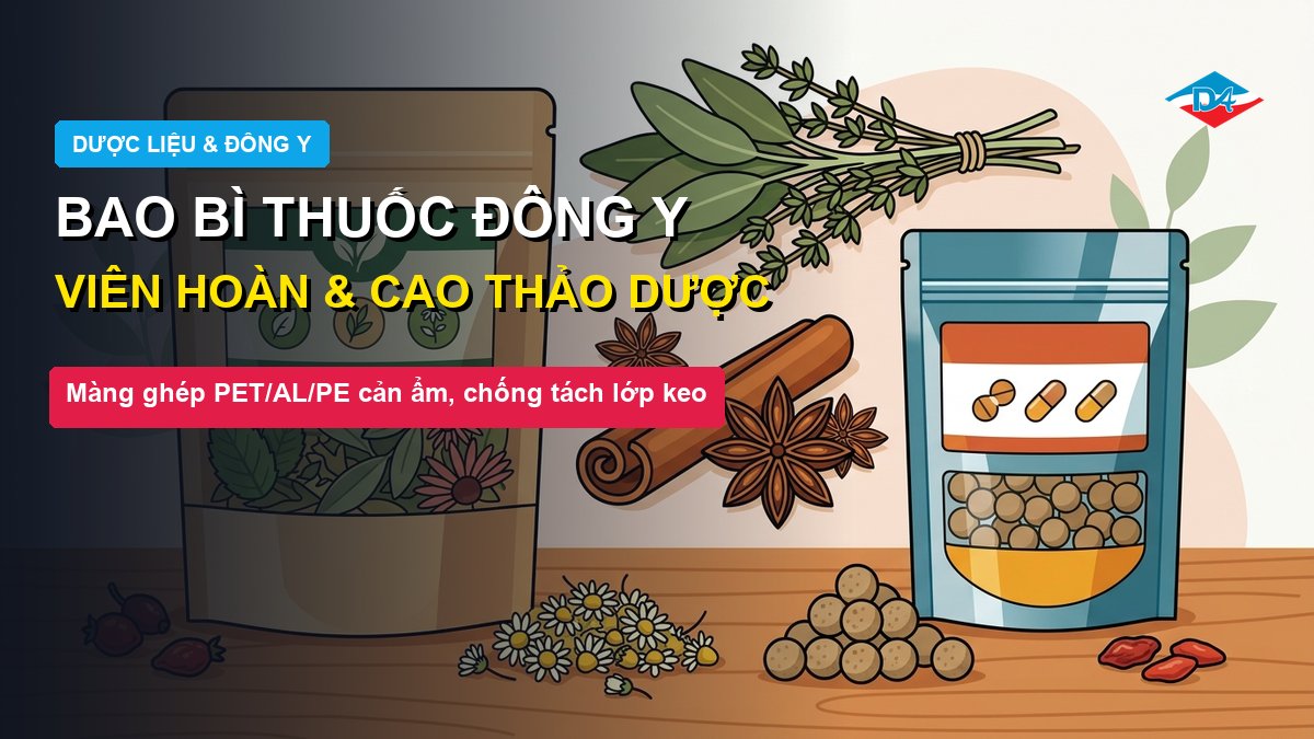 Bao bì thuốc đông y màng ghép PET AL PE cản ẩm bảo quản viên hoàn Đông Âu Packing