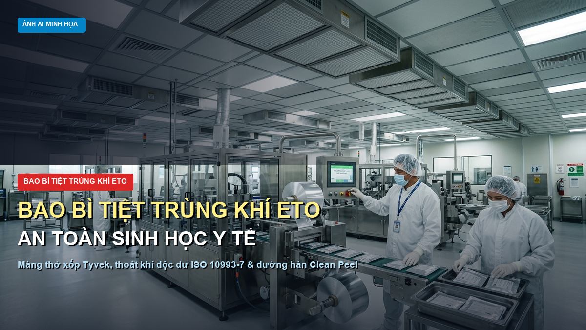 Bao bì tiệt trùng khí EtO y tế độ thông khí màng thở và an toàn sinh học