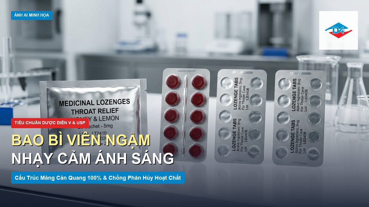 Bao bì viên ngậm nhạy sáng và viên nén cấu trúc màng cản quang chống phân hủy hoạt chất Đông Âu Packing