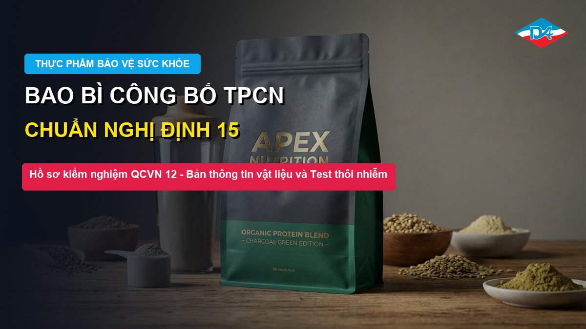 Bao bì công bố thực phẩm chức năng chuẩn Nghị định 15 Đông Âu Packing