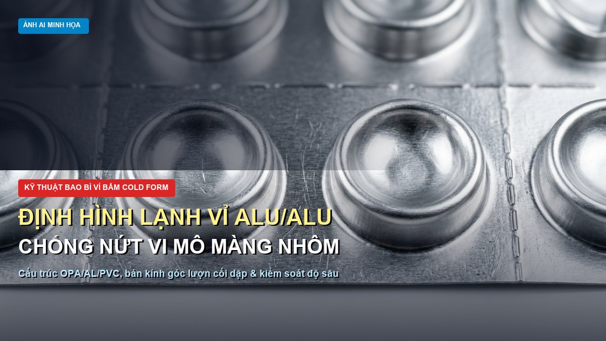 Kỹ thuật định hình lạnh vỉ Alu/Alu kiểm soát độ sâu cối dập và chống nứt vi mô màng nhôm