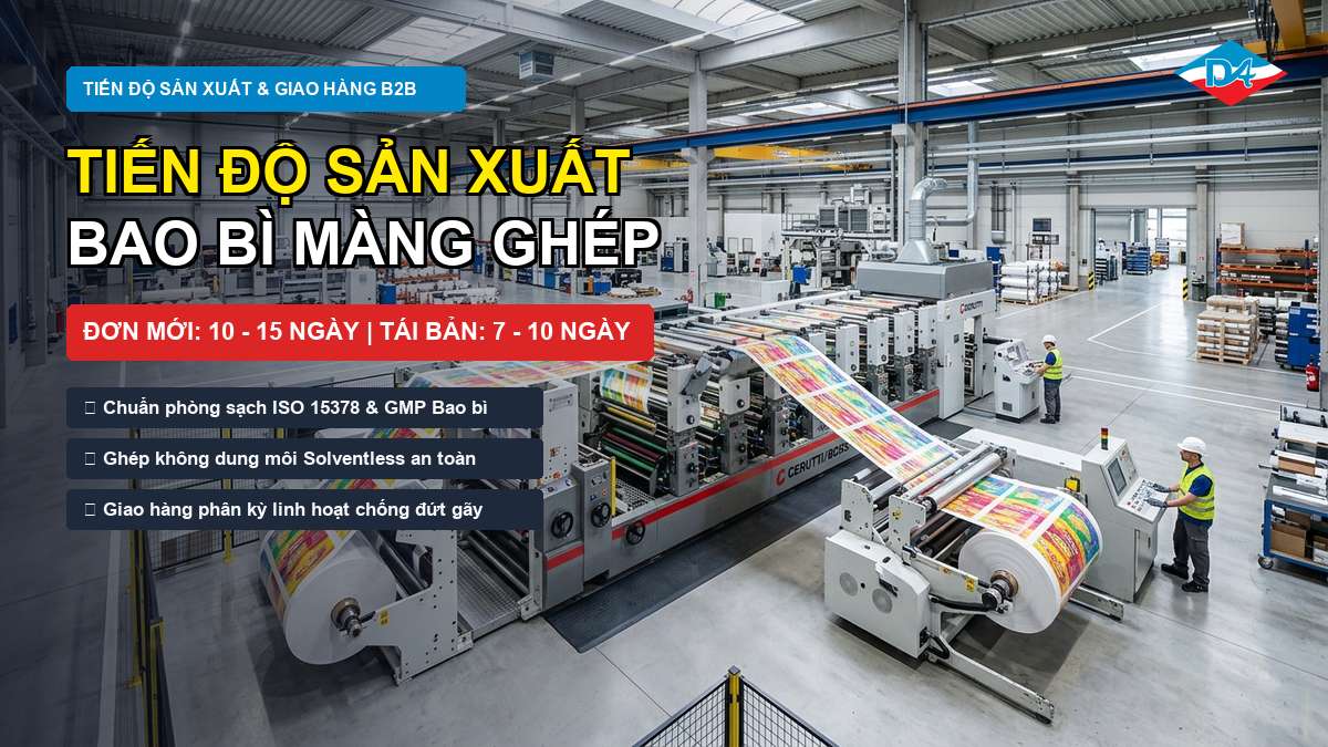 Thời gian sản xuất bao bì màng ghép in ống đồng tiến độ giao hàng