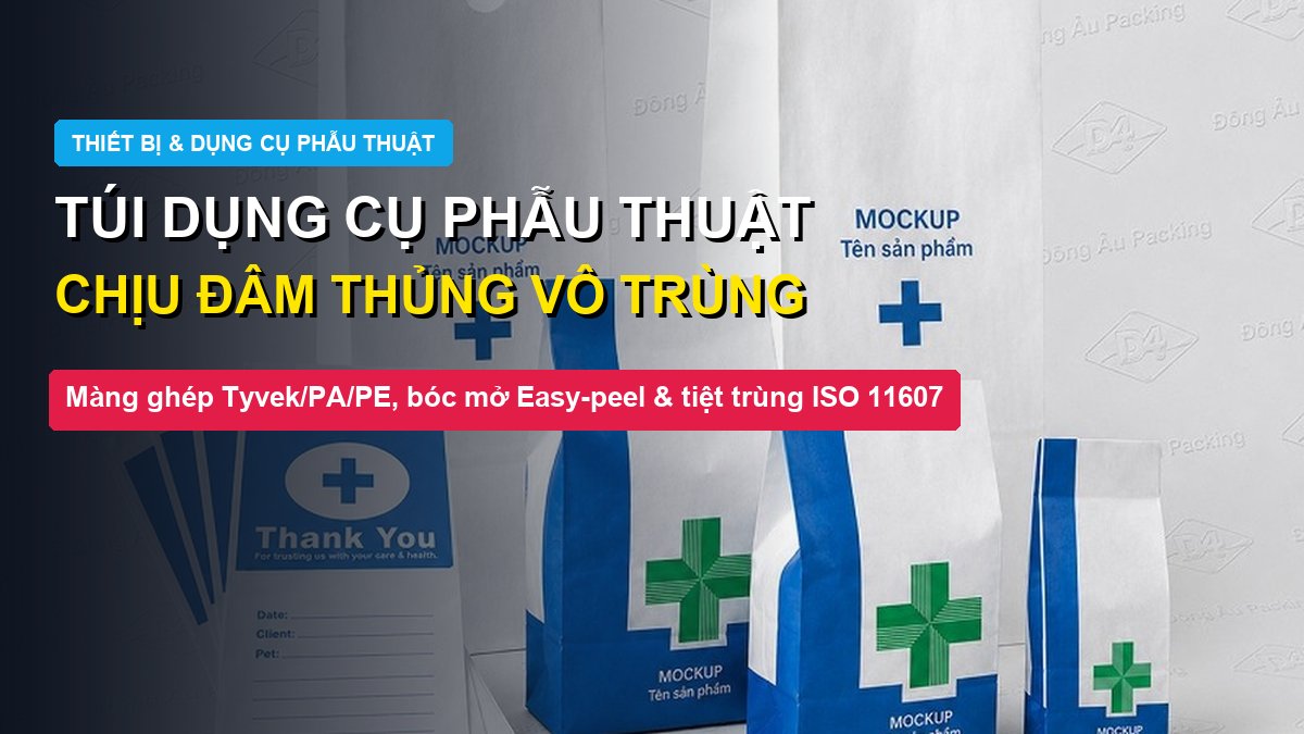 Túi đựng dụng cụ phẫu thuật sắc nhọn màng ghép Tyvek PA PE Đông Âu Packing