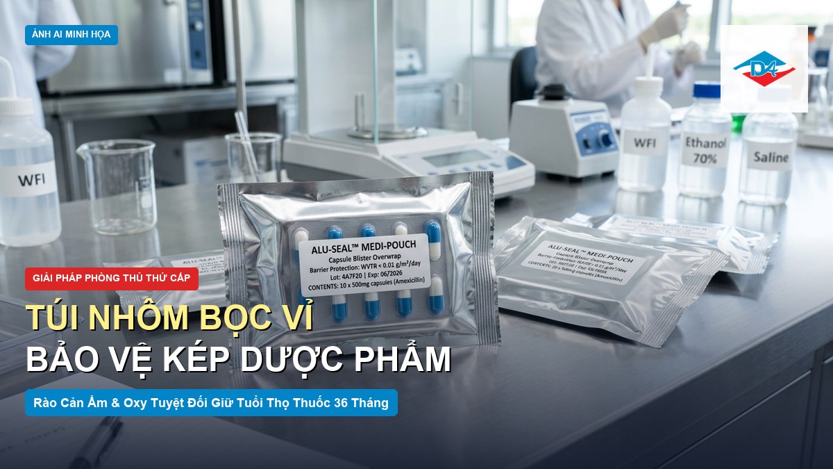Túi nhôm bọc ngoài vỉ thuốc màng ghép 3 lớp chống ẩm chống oxy hóa cho vỉ thuốc viên nén Đông Âu Packing