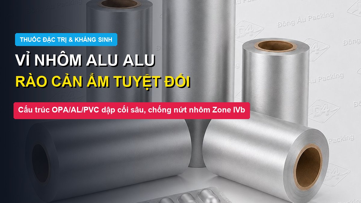 Vỉ Alu Alu thuốc đặc trị kháng sinh màng định hình nguội OPA AL PVC Đông Âu Packing