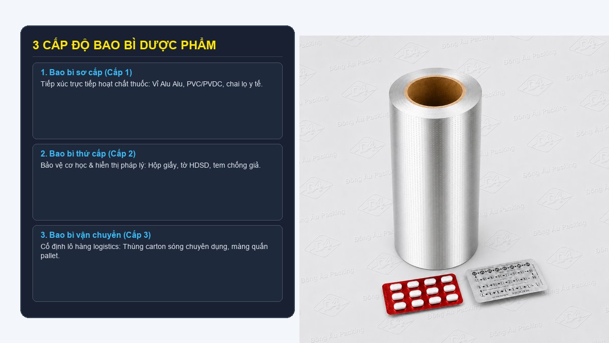 Các loại bao bì dược phẩm cấp 1 cấp 2 và cấp 3 thực tế tại xưởng Đông Âu Packing