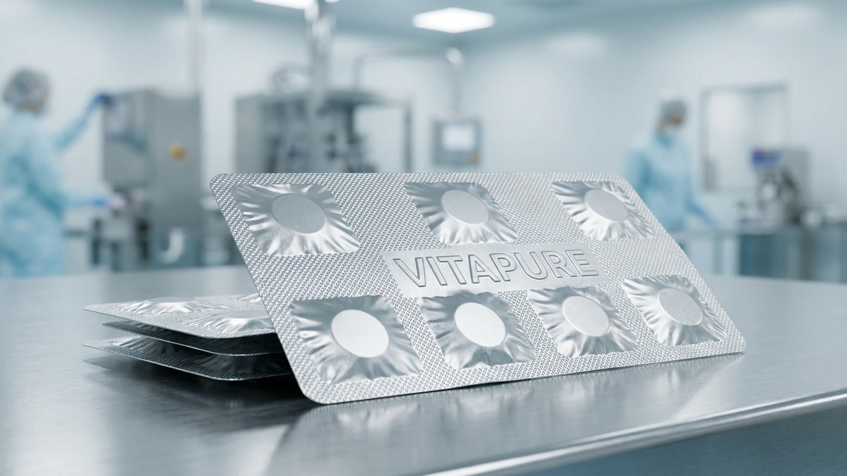 Mẫu vỉ Alu Alu viên sủi dập nguội cao cấp với ánh kim loại ánh bạc sang trọng