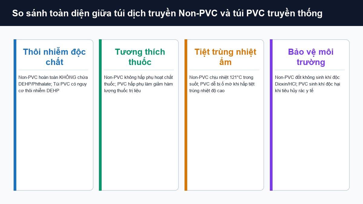So sánh túi dịch truyền Non-PVC và túi PVC về thôi nhiễm DEHP chịu nhiệt và môi trường