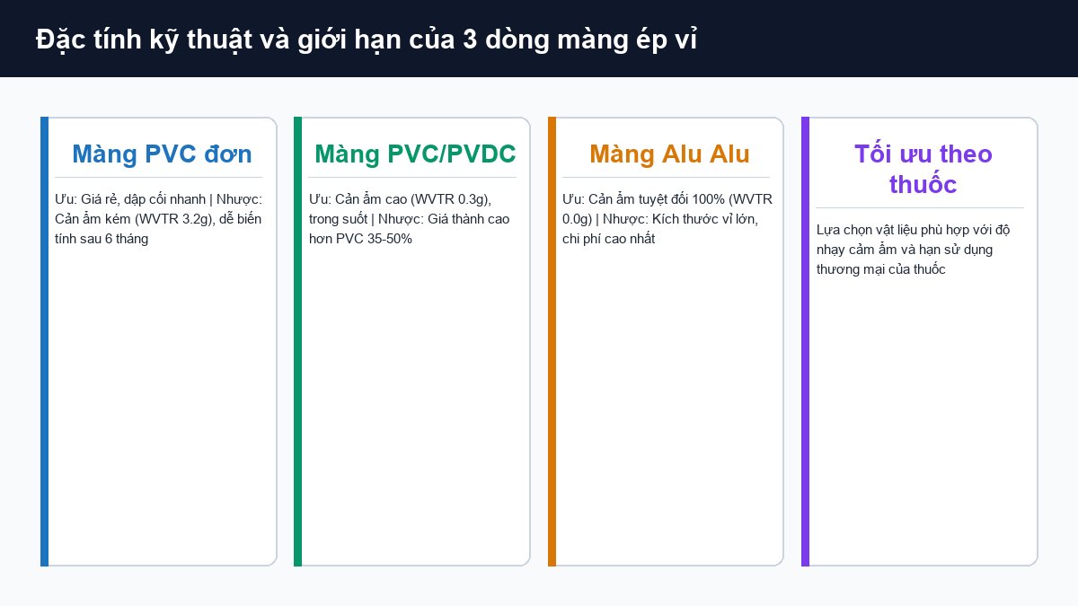 Ưu nhược điểm của màng PVC màng PVC PVDC và màng Alu Alu về độ cản ẩm và chi phí