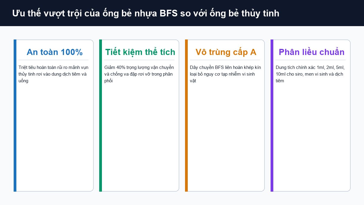 So sánh ống bẻ nhựa BFS và ống thủy tinh về độ an toàn vô trùng và chi phí
