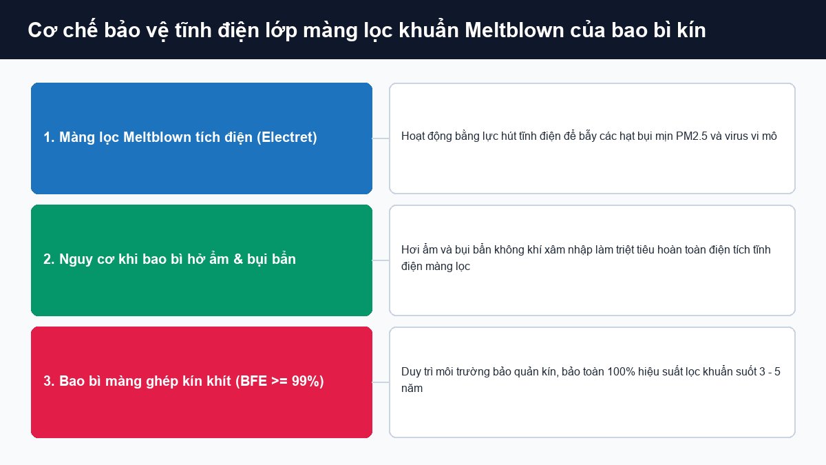 Cơ chế bảo vệ tĩnh điện màng lọc Meltblown chống ẩm và bụi bẩn của bao bì kín