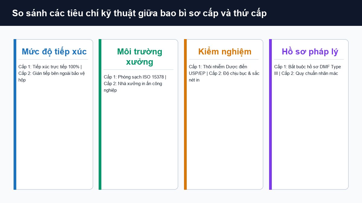 So sánh tiêu chuẩn kỹ thuật môi trường phòng sạch và kiểm nghiệm giữa bao bì cấp 1 và cấp 2