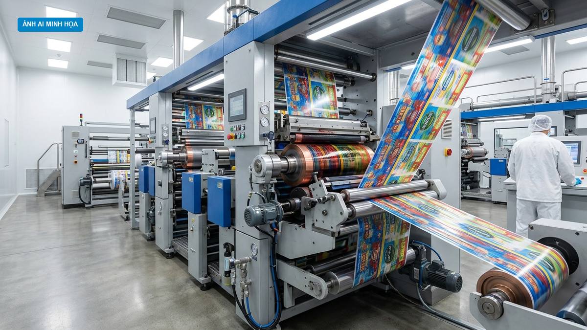 Dây chuyền máy in ống đồng màng ghép tốc độ cao tại nhà máy sản xuất bao bì phòng sạch Đông Âu Packing