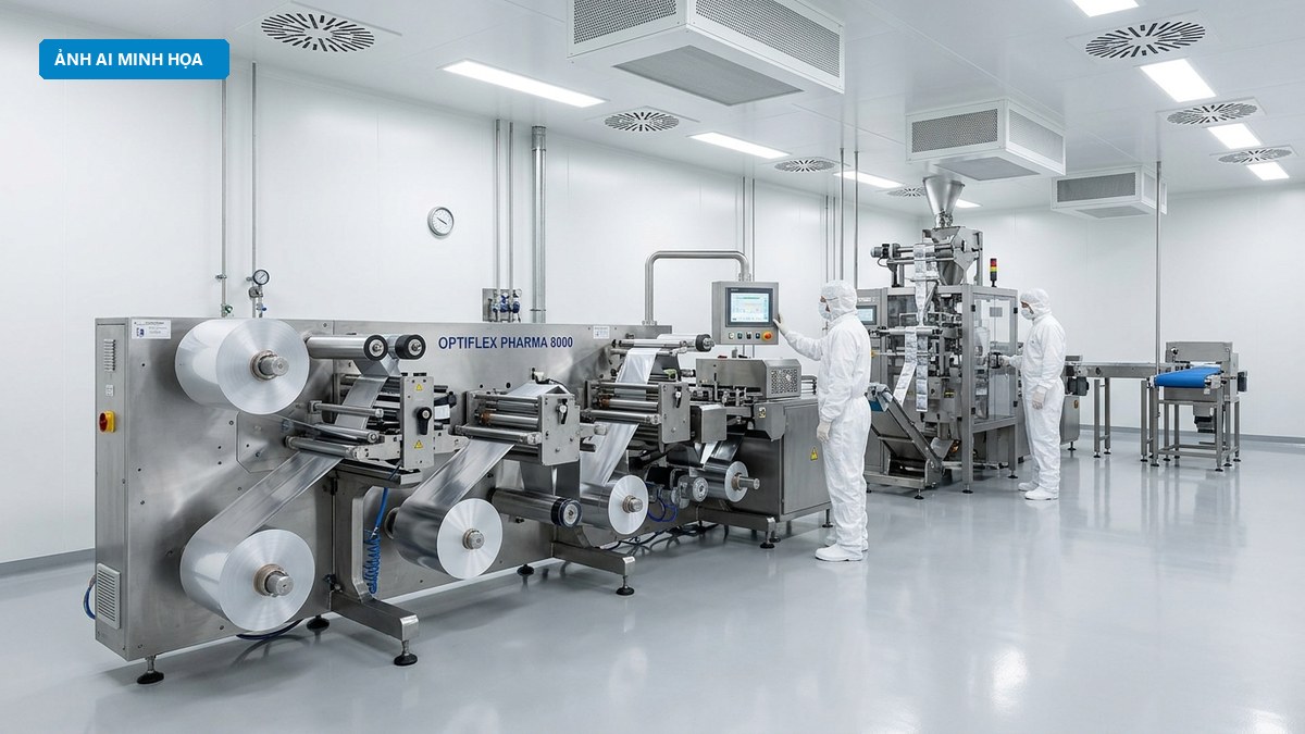 Dây chuyền máy ghép màng bao bì dược phẩm phòng sạch đạt chuẩn ISO 15378