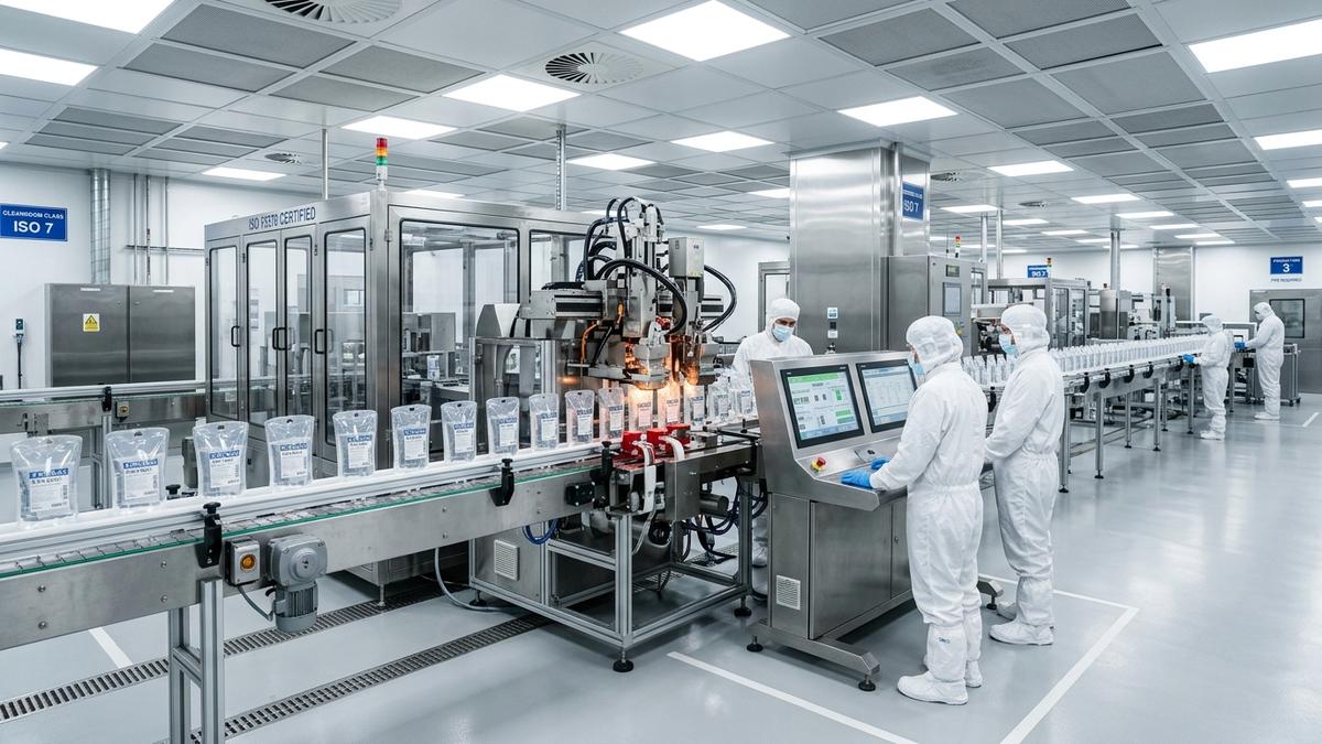 Phân xưởng phòng sạch sản xuất bao bì túi dịch truyền tiêm đạt chuẩn GMP ISO 15378 tại Đông Âu Packing