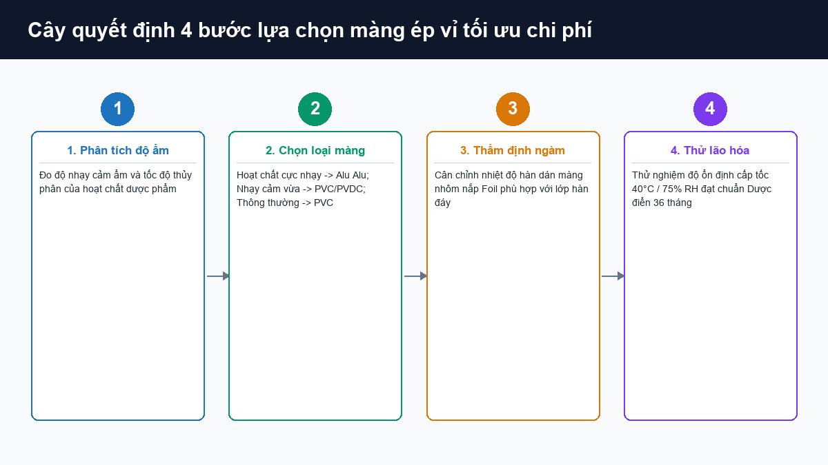 Quy trình 4 bước lựa chọn màng ép vỉ tối ưu theo độ nhạy cảm ẩm và hạn sử dụng của thuốc