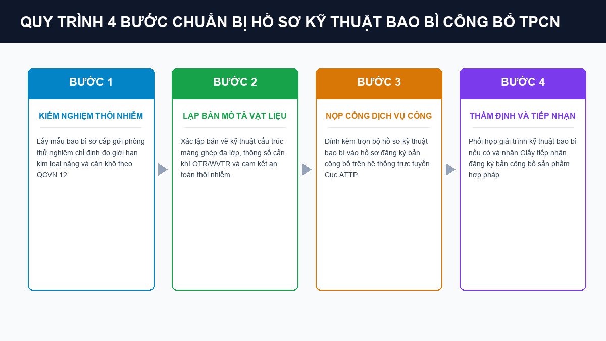 Quy trình 4 bước chuẩn bị hồ sơ kỹ thuật bao bì công bố thực phẩm chức năng nộp Cục An toàn thực phẩm