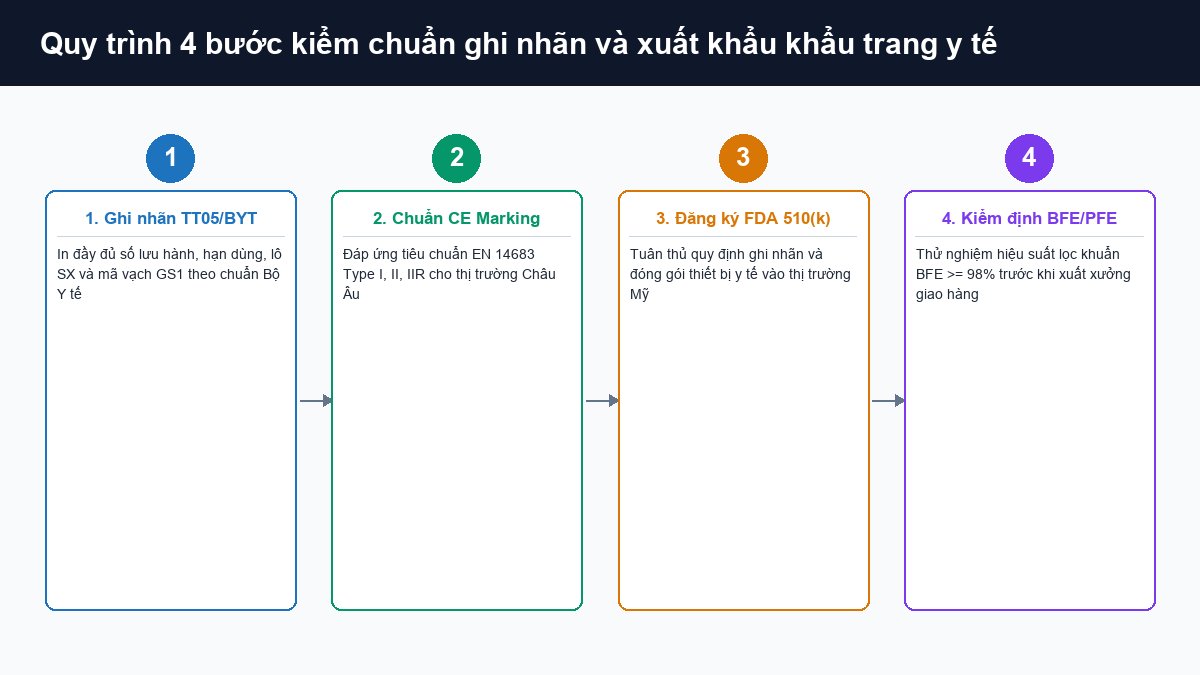 Quy trình 4 bước ghi nhãn TT05 BYT chứng nhận CE đăng ký FDA và kiểm định BFE