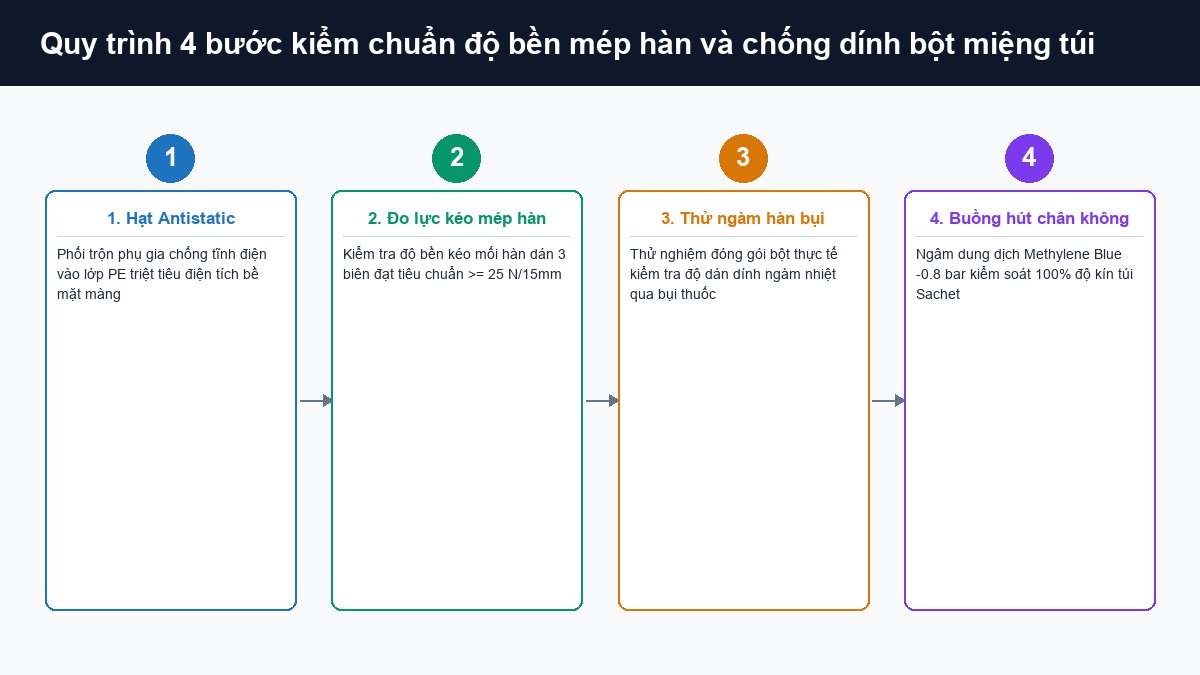 Quy trình 4 bước kiểm chuẩn hạt antistatic lực kéo ngàm hàn bụi và thử chân không