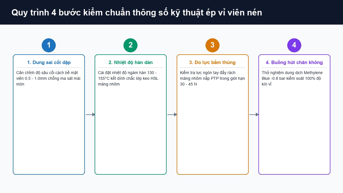 Quy trình kiểm chuẩn độ sâu cối dập nhiệt độ hàn lực bấm và thử chân không vỉ thuốc