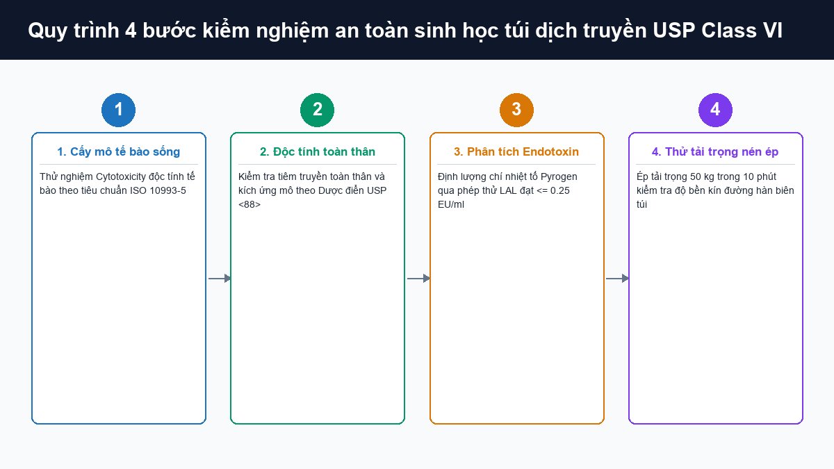 Quy trình 4 bước kiểm nghiệm an toàn sinh học cấy mô độc tính toàn thân Endotoxin và nén ép