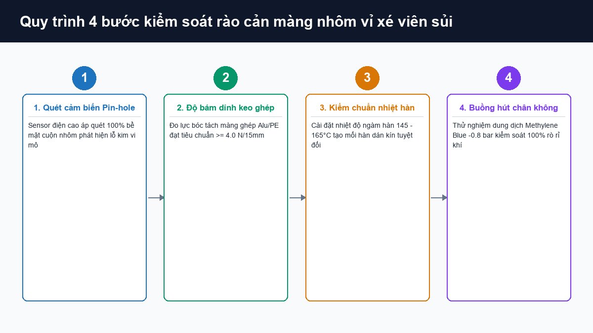 Quy trình kiểm soát lỗ kim quét sensor đo bám dính cài nhiệt hàn và thử chân không