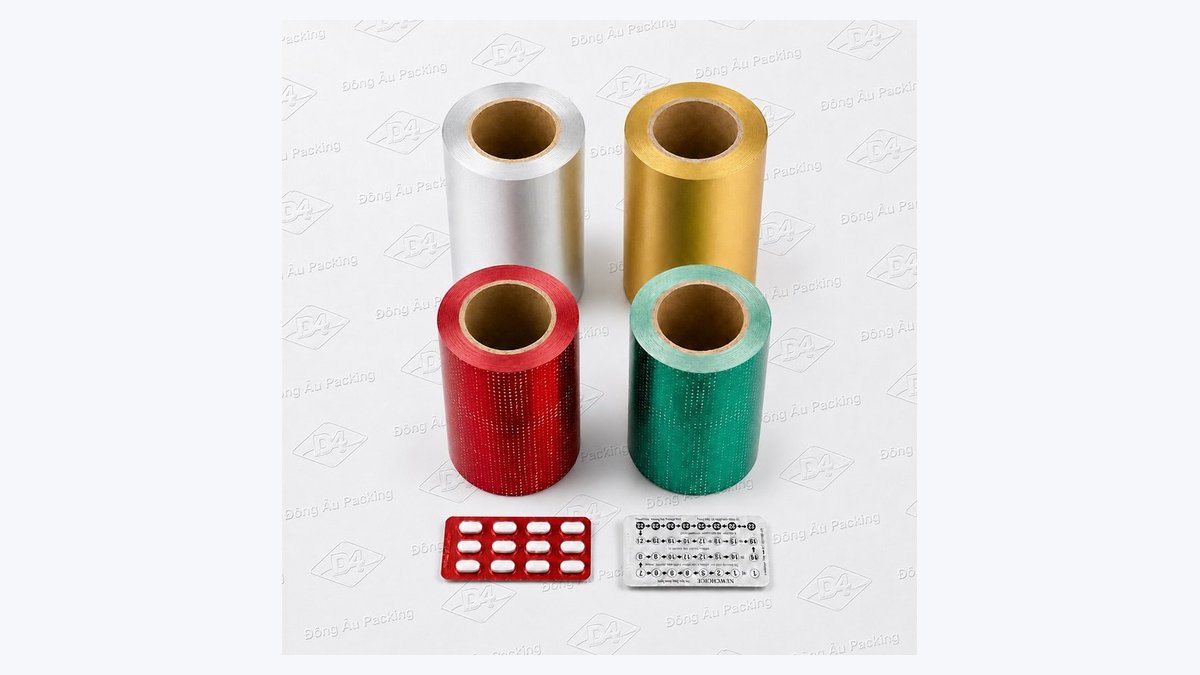 Các cuộn màng nhôm vỉ bấm PTP đa màu sắc và vỉ thuốc viên nén Đông Âu Packing