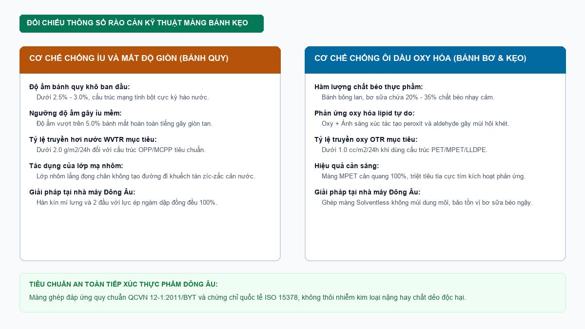 Sơ đồ thông số rào cản hơi ẩm và oxy của bao bì bánh kẹo