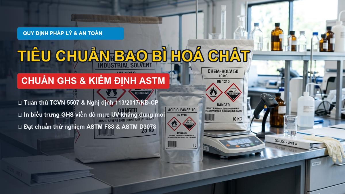 Tiêu chuẩn bao bì hoá chất quy định pháp lý và quy chuẩn an toàn GHS