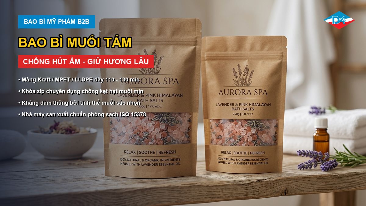 Bao bì muối tắm chống ẩm và giữ hương lâu dài chuẩn nhà máy ISO 15378