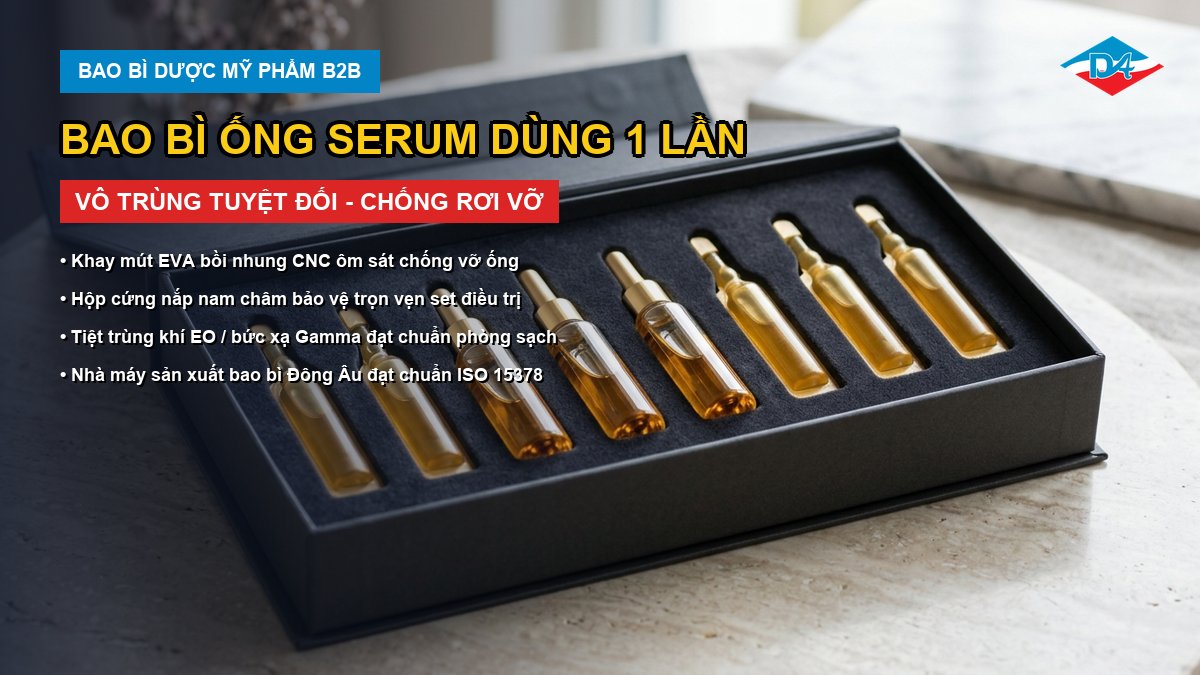 bao bì ống serum dùng 1 lần chống rơi vỡ bảo toàn vô trùng