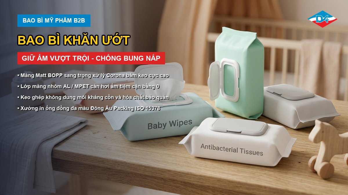bao bì khăn ướt giữ ẩm lâu dài nắp nhựa dán chắc chắn