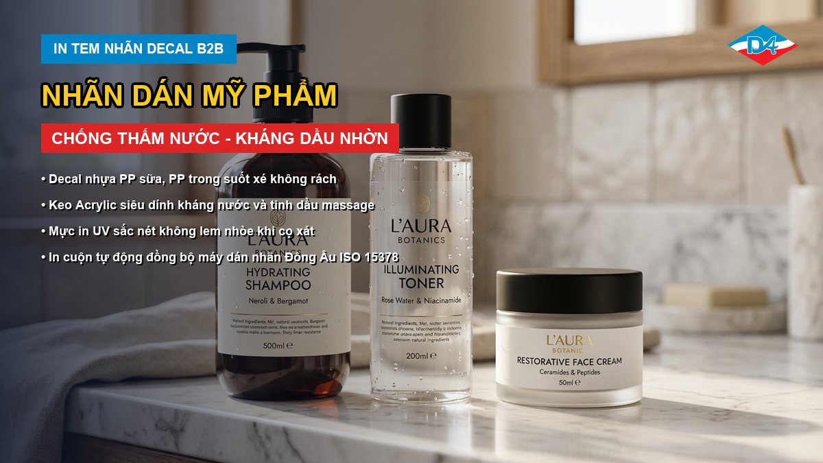 nhãn dán mỹ phẩm chống nước kháng dầu in cuộn sắc nét