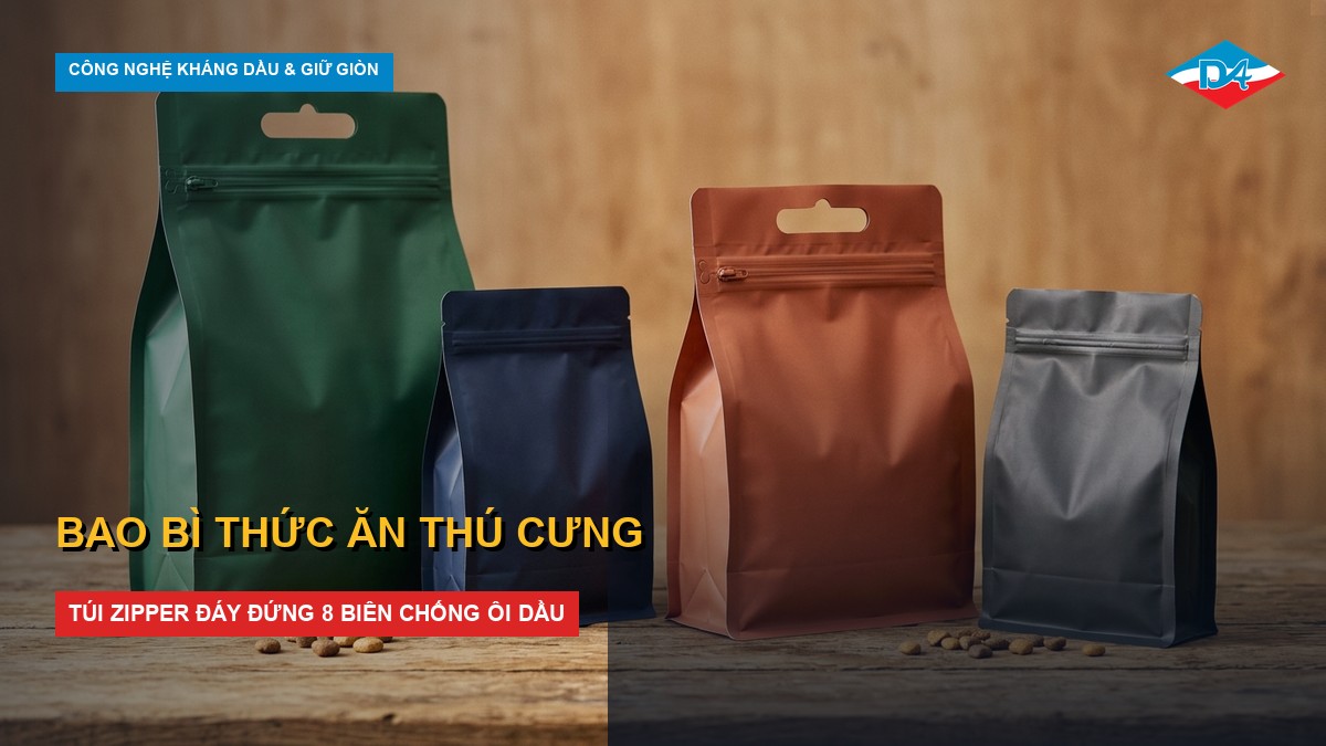 bao bì thức ăn thú cưng cản dầu và giữ giòn thơm ngon