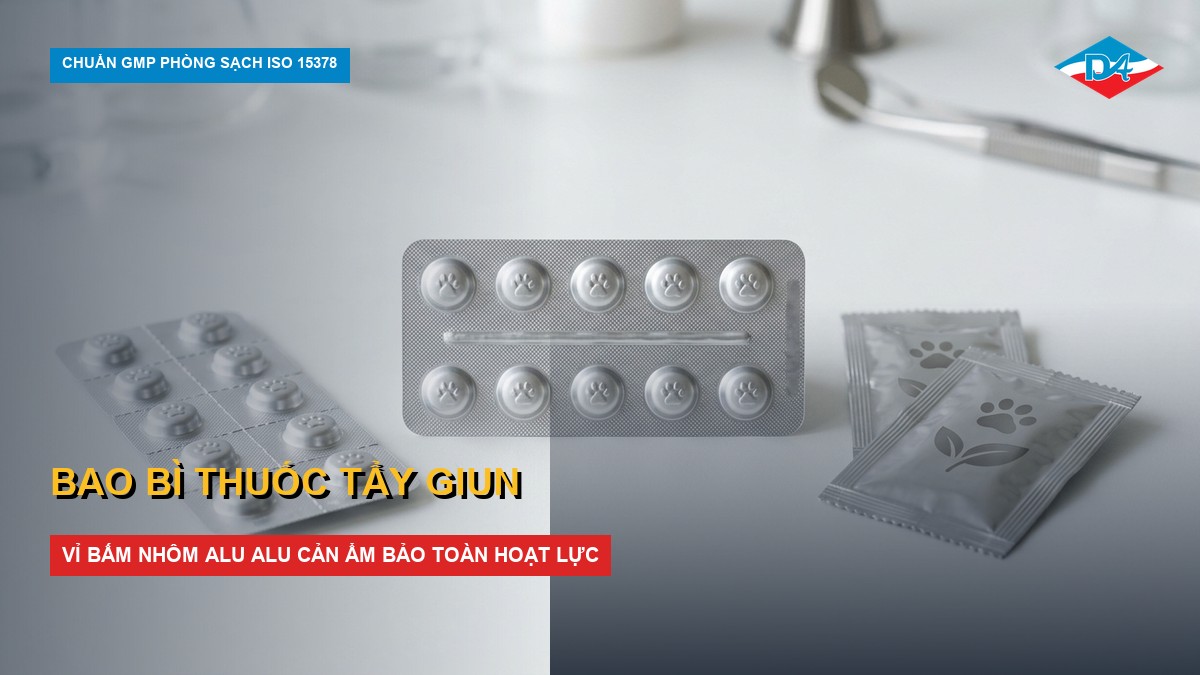 bao bì thuốc tẩy giun vỉ nhôm alu alu cản ẩm bảo toàn hoạt lực