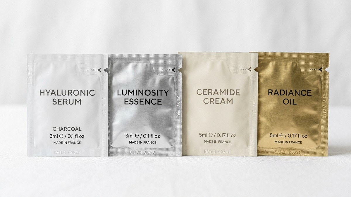 Gói sachet mẫu thử mỹ phẩm chất liệu màng ghép nhôm cao cấp