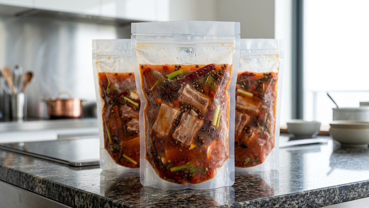 Bao bì túi lẩu đông lạnh có xương và sườn sụn màng trong suốt