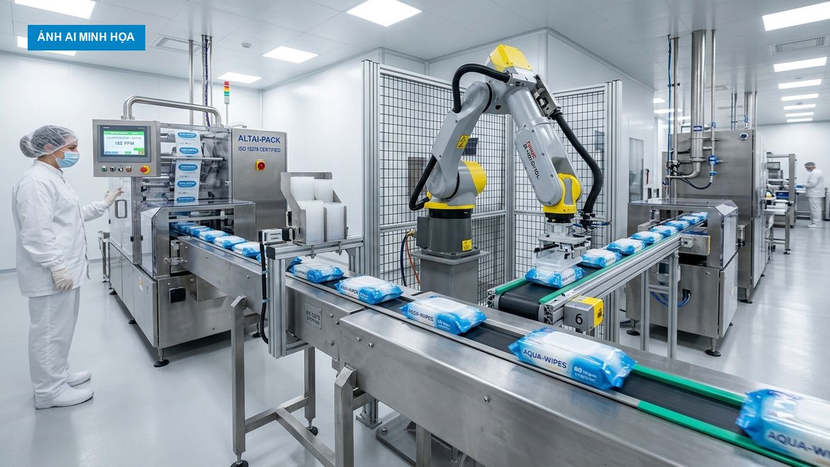 Dây chuyền đóng gói bao bì khăn ướt tự động