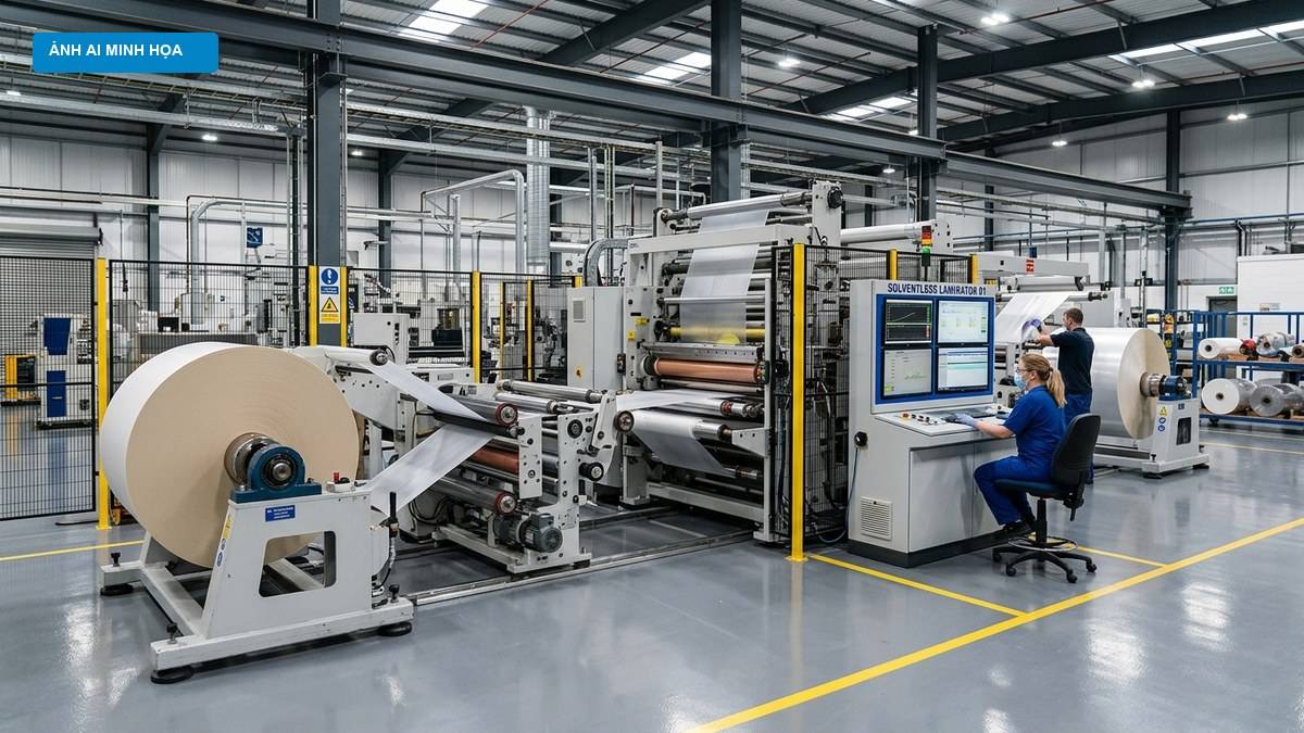 Dây chuyền ghép màng không dung môi Solventless cho bao bì hoá chất