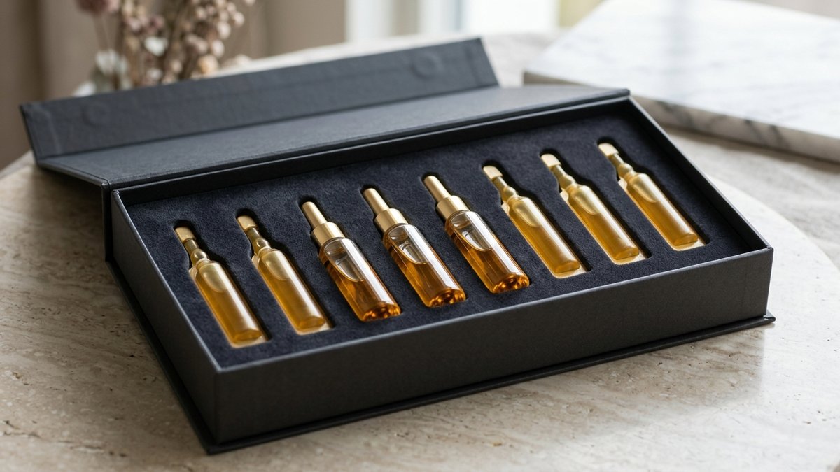 hộp cứng khay mút eva đựng ống serum ampoule thực tế