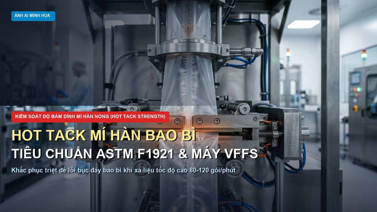 Kiểm tra độ bám dính mí hàn nóng Hot Tack theo ASTM F1921 trên máy đóng gói đứng VFFS