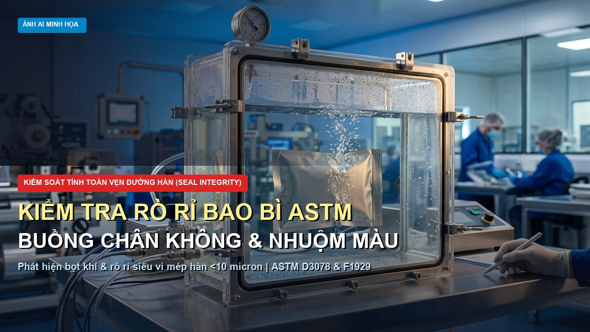 Kiểm tra rò rỉ bao bì ASTM phương pháp buồng chân không ASTM D3078 và nhuộm màu ASTM F1929 Đông Âu Packing