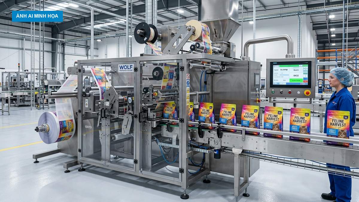 Máy sản xuất túi 8 biên thức ăn thú cưng tự động
