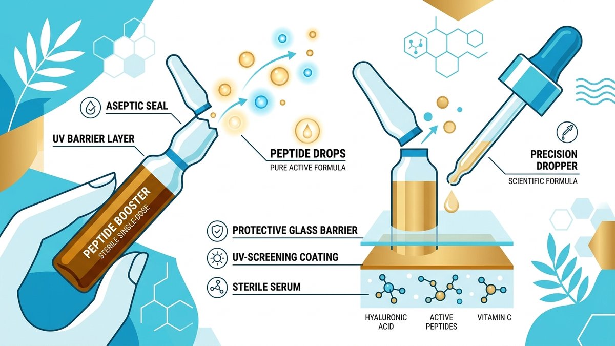 minh họa đồ họa cơ chế bảo quản bao bì ống serum dùng 1 lần