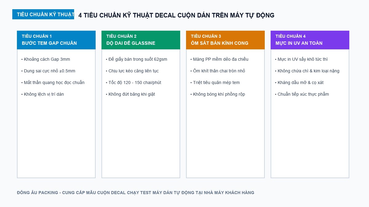 Sơ đồ 4 tiêu chuẩn kỹ thuật decal cuộn dán trên máy tự động